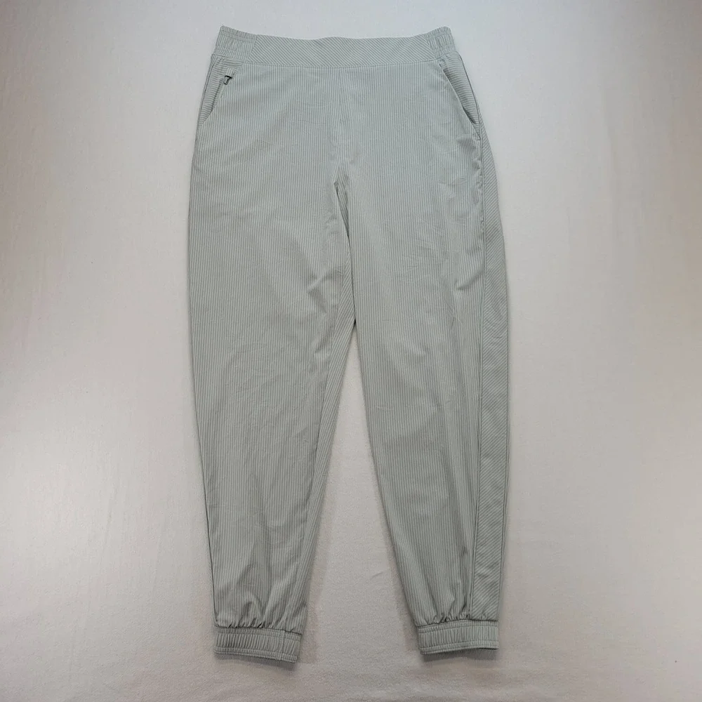 Athleta Joggers Womens 12 Green‎ Pinstripe Brooklyn Textured Jogger Pants 988146